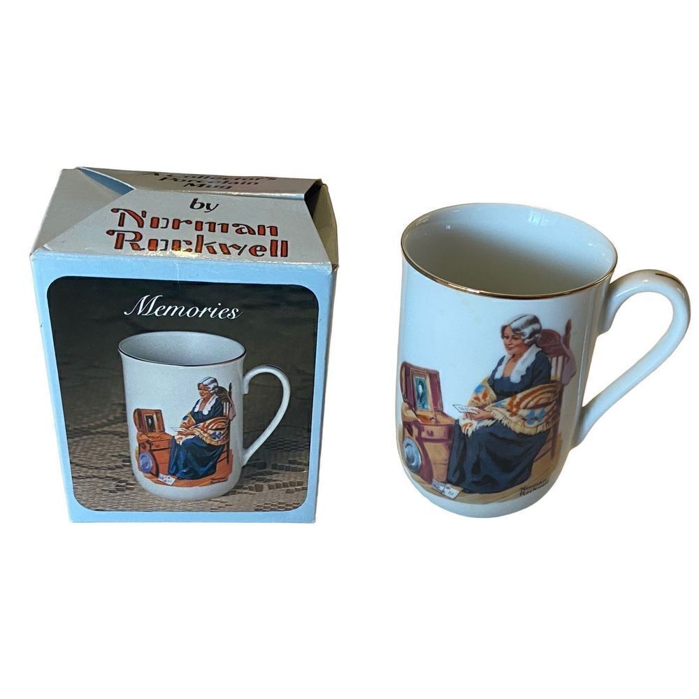 Vintage Norman Rockwell "Memories" 1983 Porcelain With Gold Trim 8oz Mug/Cup NIB